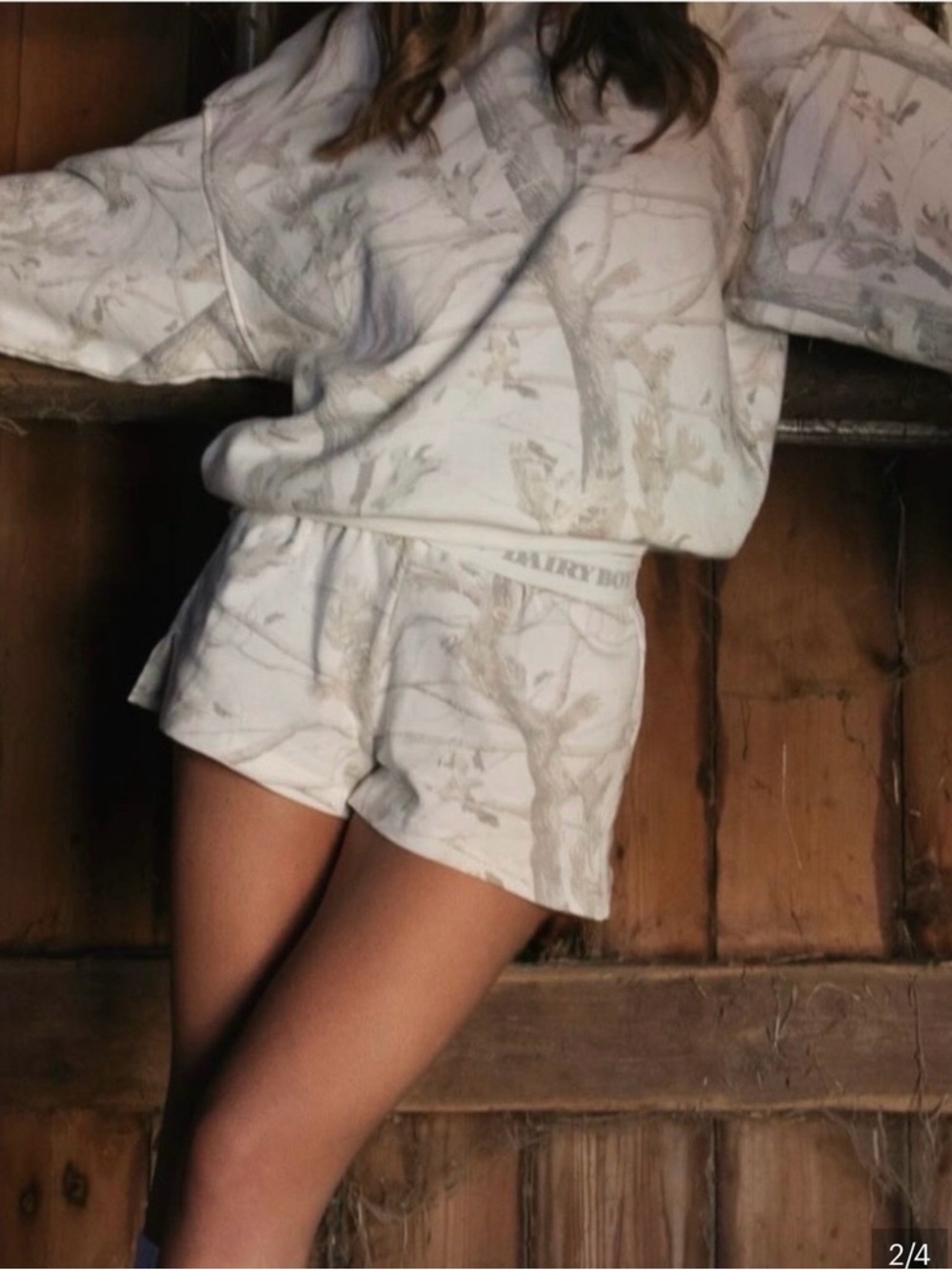 NWT DAIRY BOY Jersey Shorts White & Gray Camouflage Tree Print Lounge Shorts XL